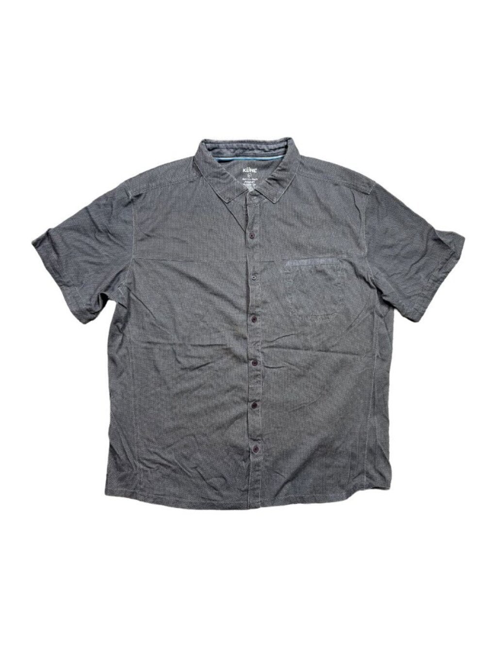 Kuhl Wildfibre Shirt Mens XL Gray Organic Cotton Short Sleeve Button Up